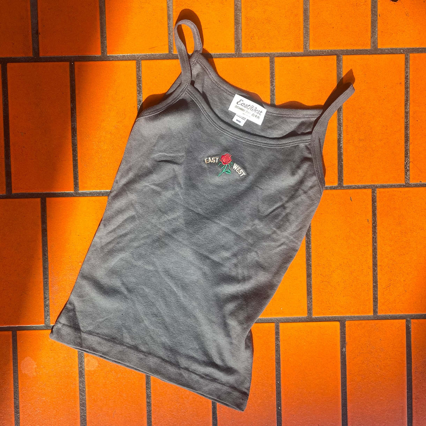 East West Rose Ribbed Tank Top - Slate Grey