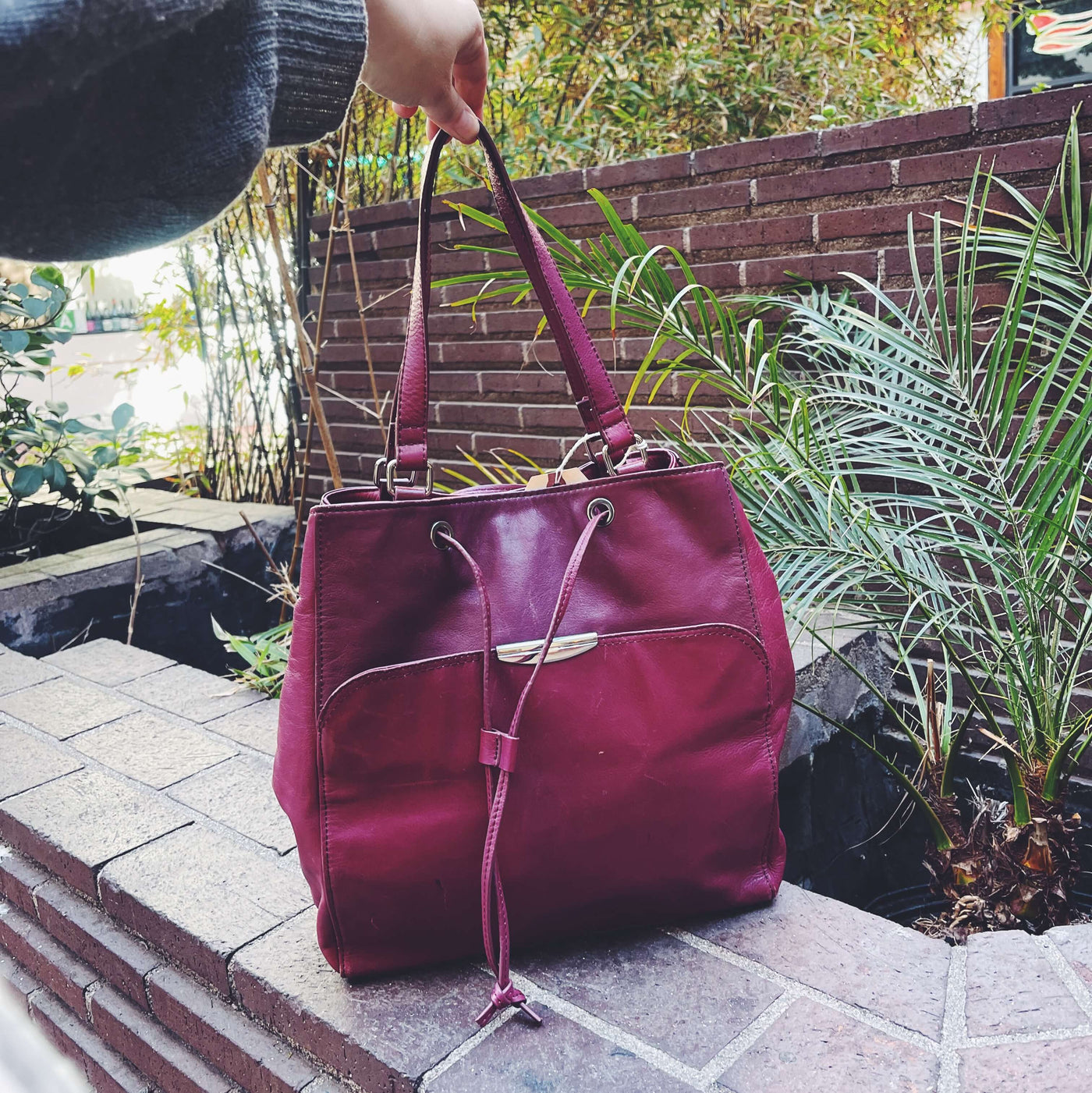 Vintage Burgandy Leather Handbag