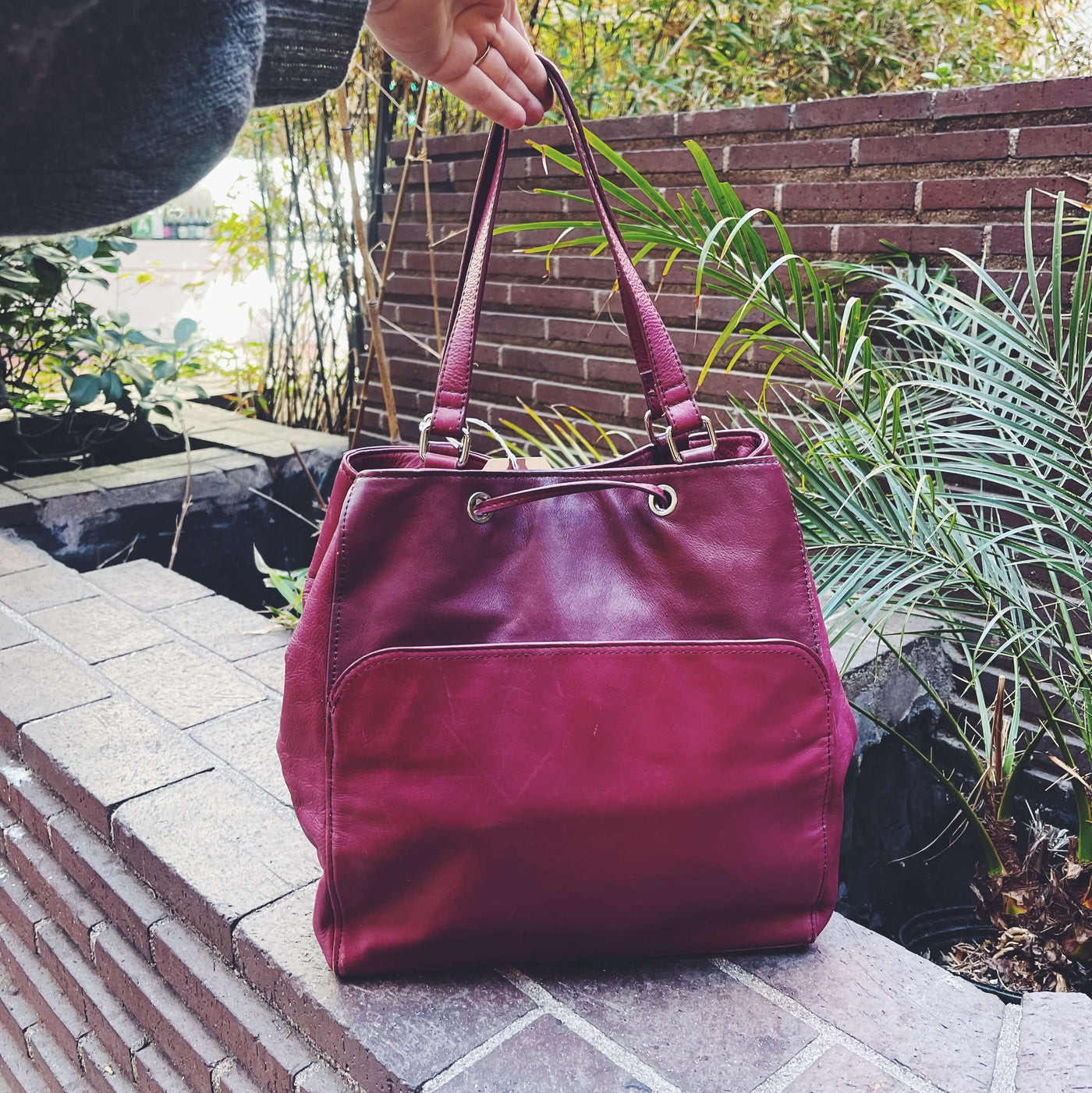 Vintage Burgandy Leather Handbag