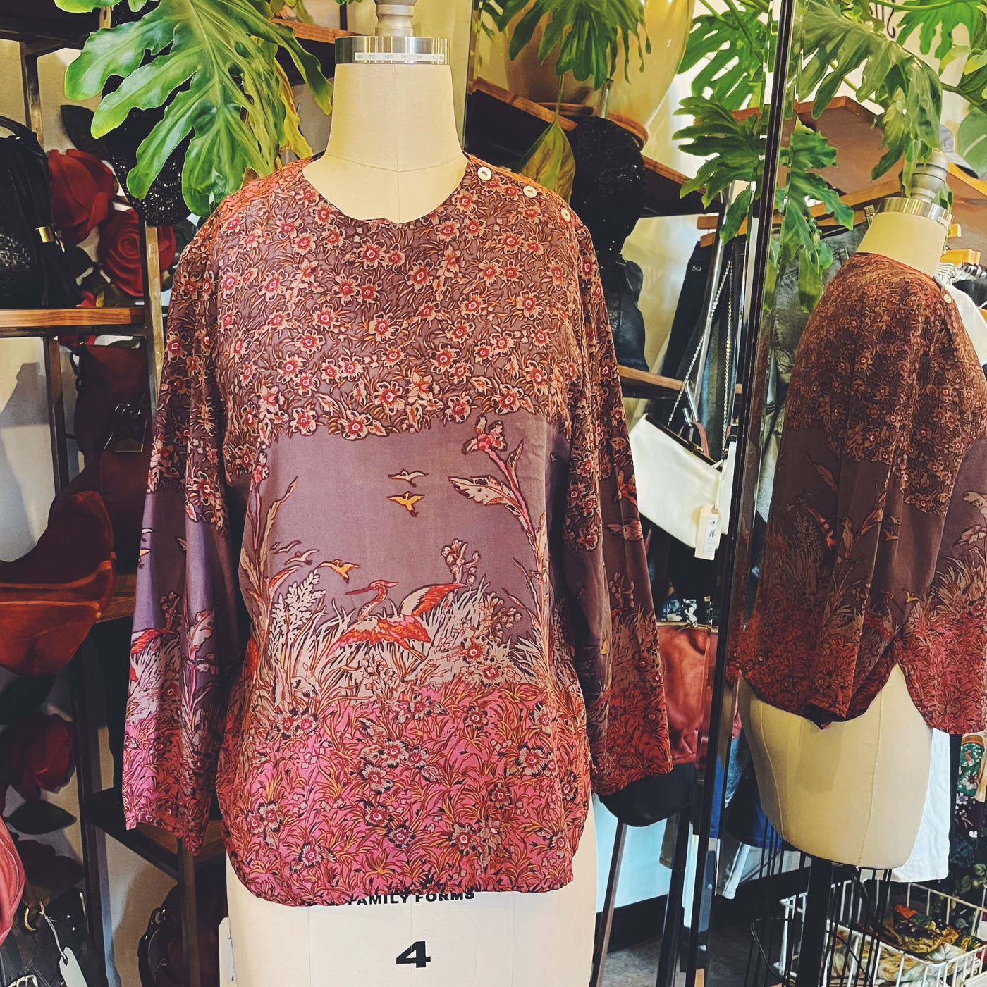 Vintage Printed Silk Top