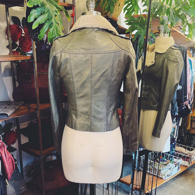 Vintage Leather and Faux fur Moto Jacket