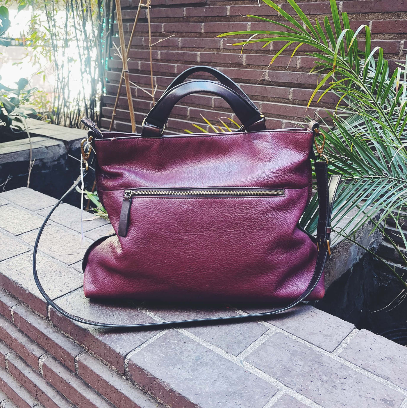 Vintage Burgandy Leather Handbag