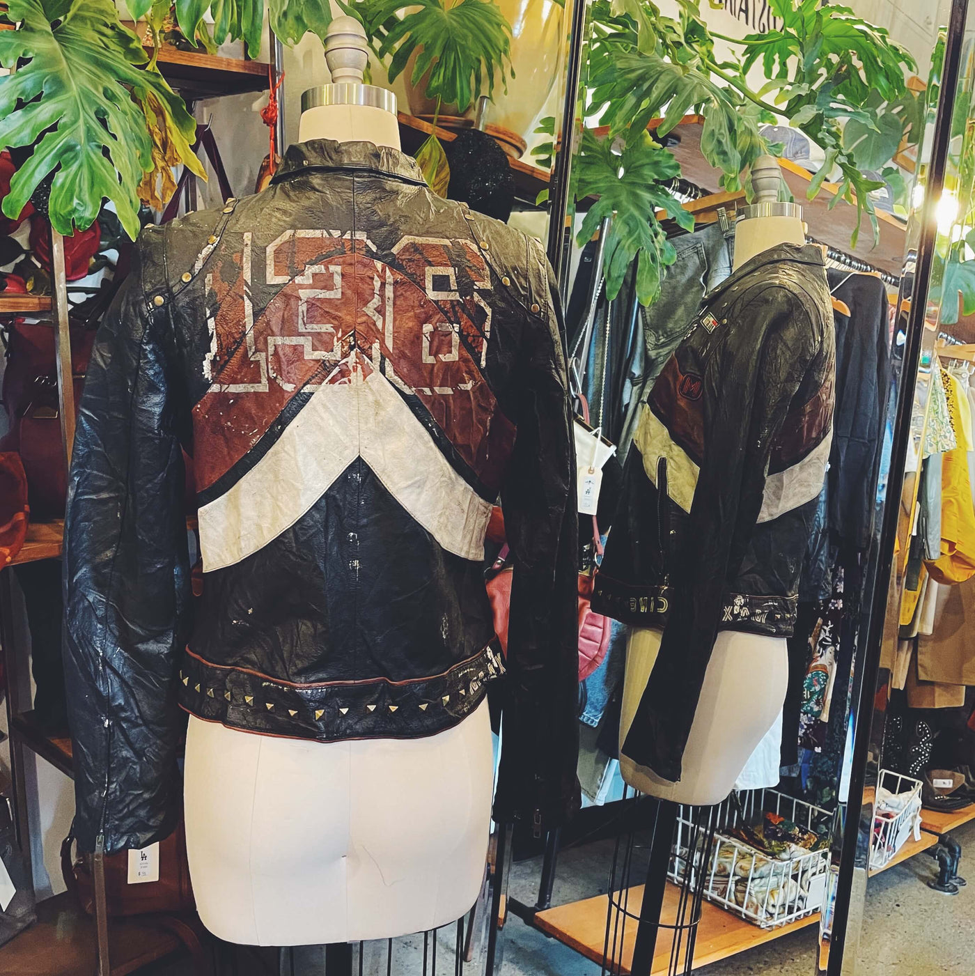 Vintage Distressed Leather Racing Jacket