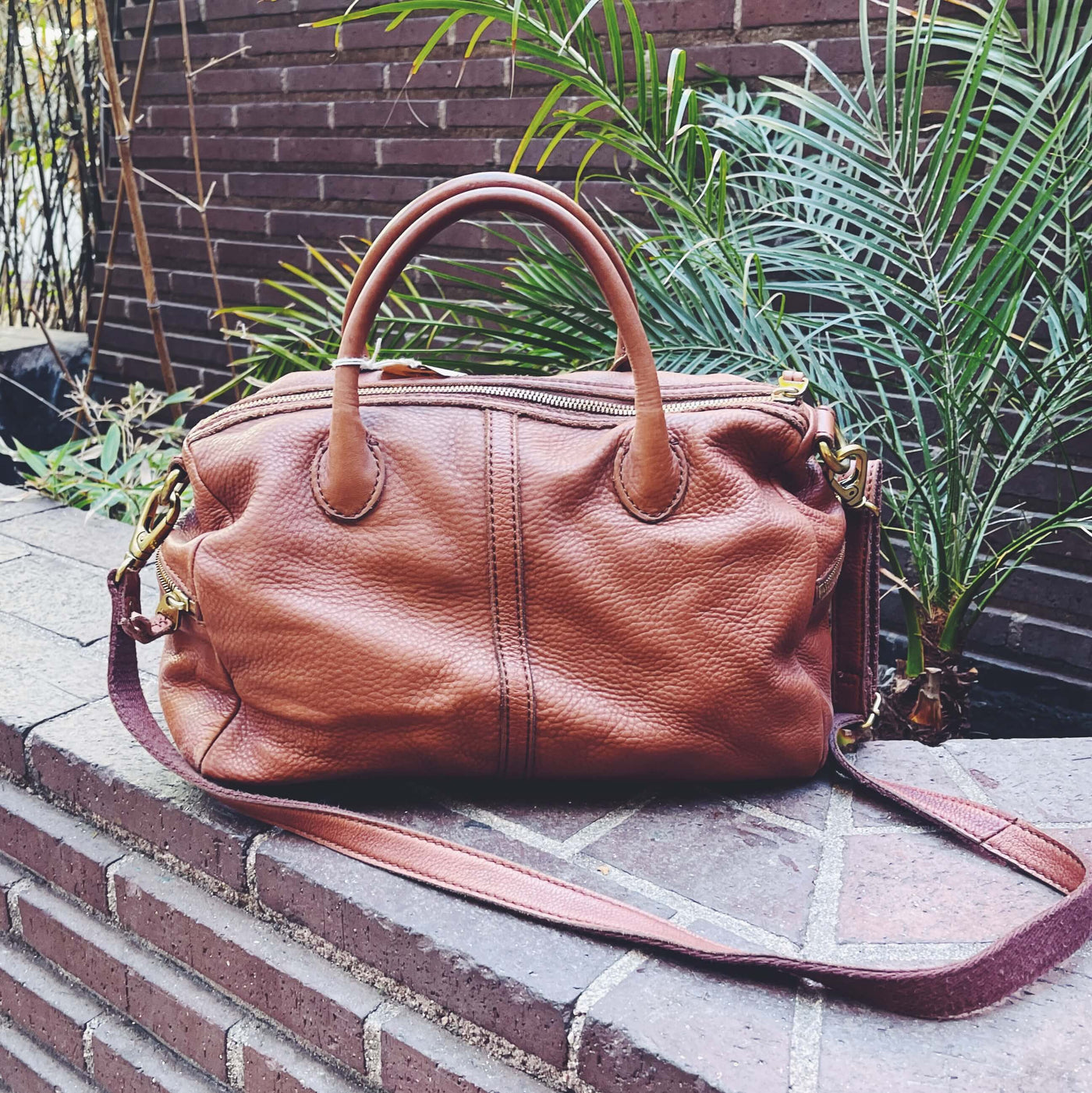 Vintage Brown Leather Handbag