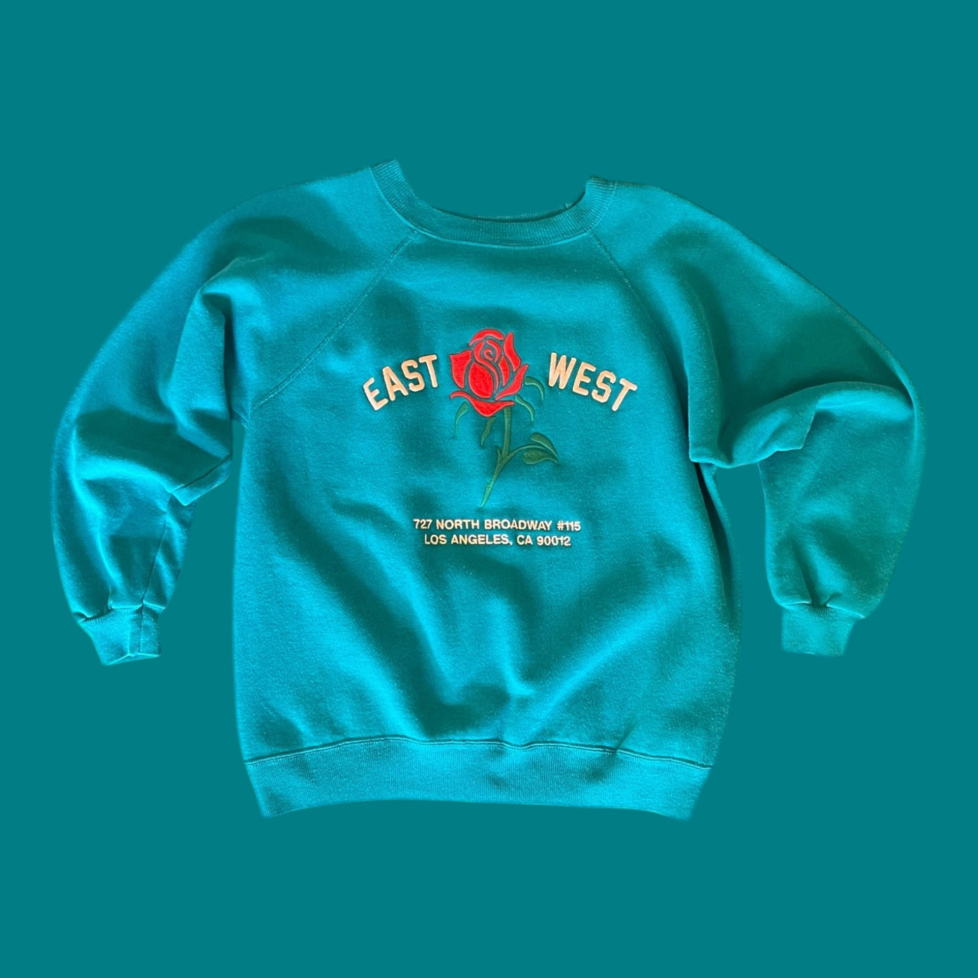 East West Rose Sweatshirt #9.5 Teal M-L